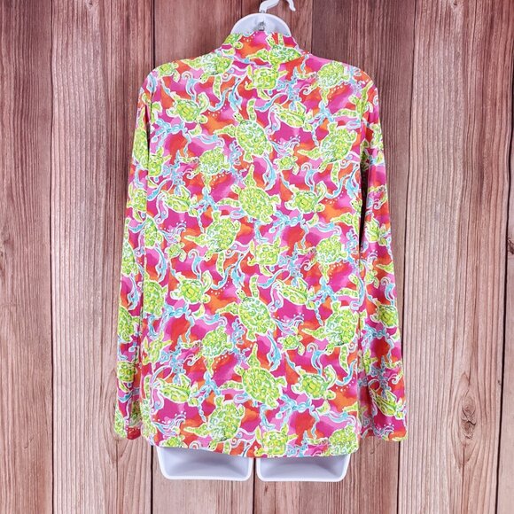 IBKUL Rolling Rock Club Womens XL Turtles at Sea Hot Pink 1/4 Zip Golf Pullover - Picture 5 of 15